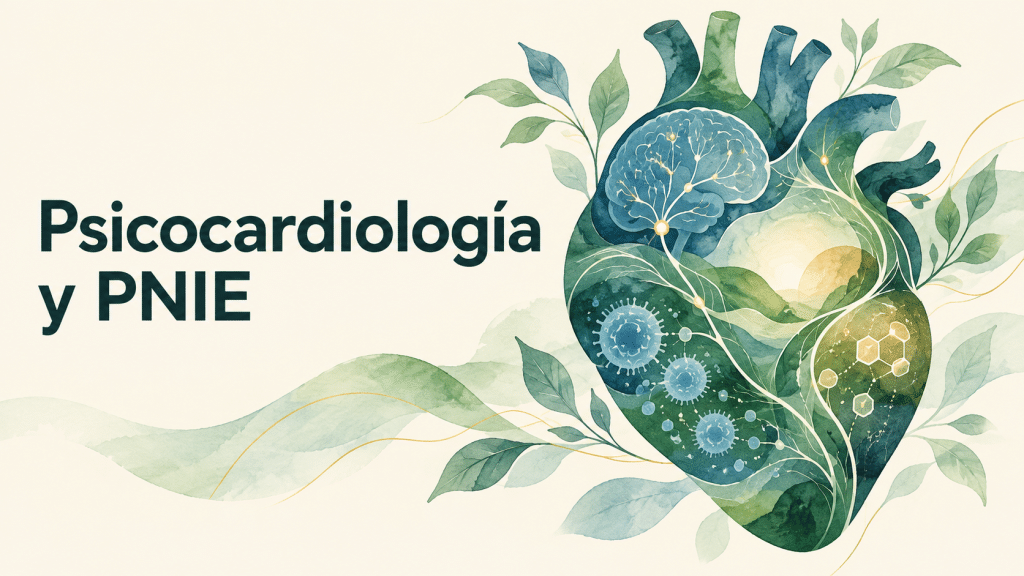 Ilustración de un corazón que integra aspectos biológicos y psicosociales, para el artículo Psicocardiología y PNIE
